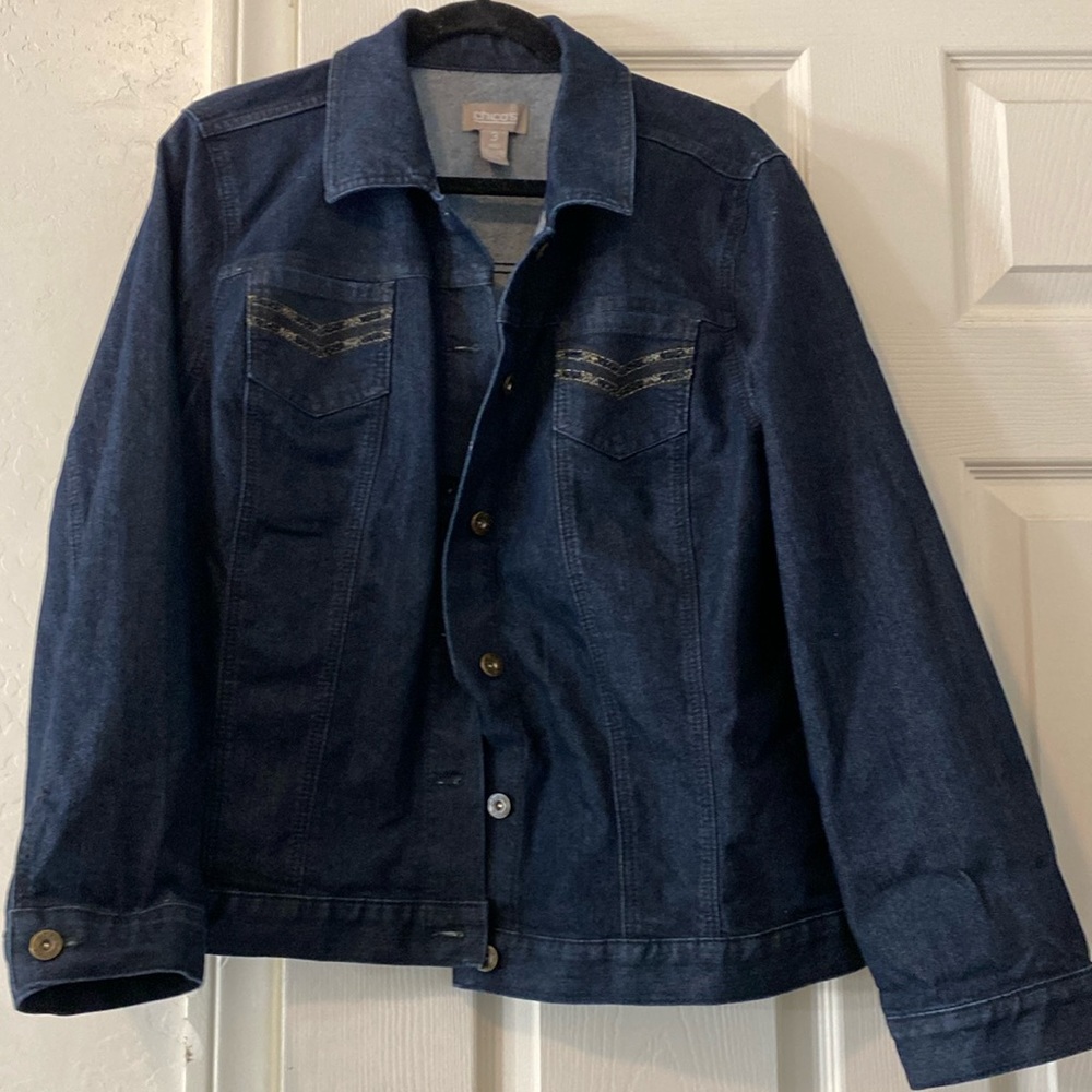 Chico's Dark Blue Denim Jean Jacket